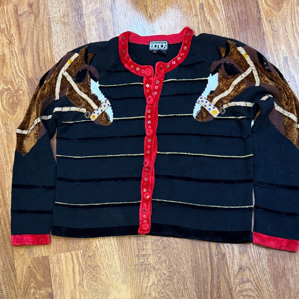 Vintage berek Sweater with Horse Motif